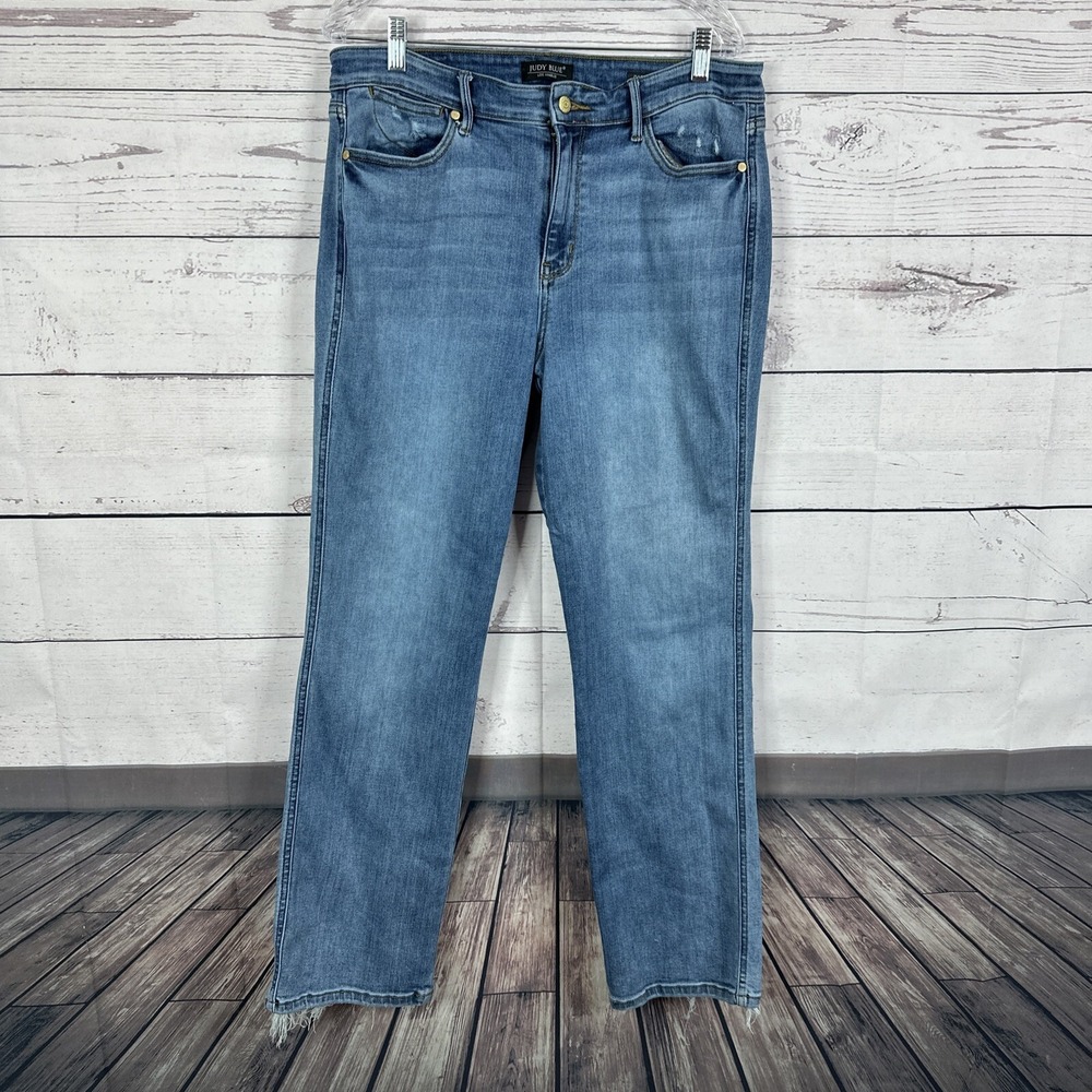 Judy Blue Jeans Womens 32 Blue Dad Stretch High Rise‎ Casual Minimalist Relaxed